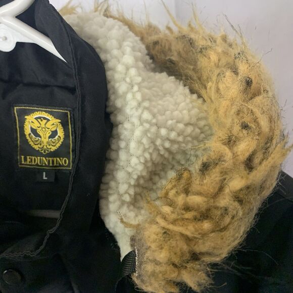 Leduntino Find Your Own Way Faux Fur Hooded Waterproof Jacket Black size L - Picture 6 of 12